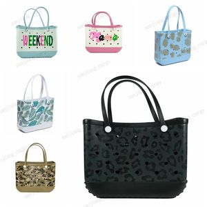 Eva in gomma impermeabile spiaggia spiaggia estate cavo out di lusso da viaggio di lusso shopping pvc tote eva women leopard palla da stoccaggio organizzatore borse