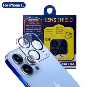Kamera -Objektivscreenschutz für iPhone 15 14 13 12 Mini 11 Pro Max 3D Transparent Kamera Rückenlader -Glasfilm mit Einzelhandelspaket