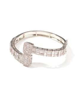 14K Gold Men Ladies Cubic Zirconia Diamond Baguette Square Bangle Armband Öppningsstorlek Hiphop smycken 3825 Q26576289