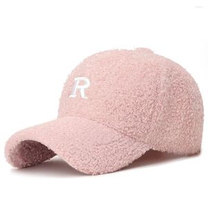 Caps de bola Plush Baseball Baseball Chapéus de peles feminino outono Inverno Snapback Hat Fashion Moda Hame