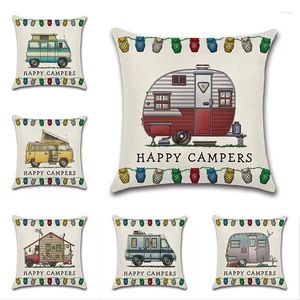 Pillow 45Cm Cute Camper Big Rv Motorhome Design Linen/Cotton Throw Covers Couch Cover Home Decorative Pillows 2024