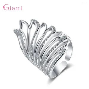 Cluster Rings Angel Wing Adjustable Finger For Women Sterling Silver 925 Genuine Opening Round Ring Est Fashion Jewelry