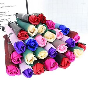 Decorative Flowers 5Pcs Soap Rose Artificial Flower Bouquet Valentine's Day Gift Romantic Wedding Anniversary Party Decoration Fake Bundle