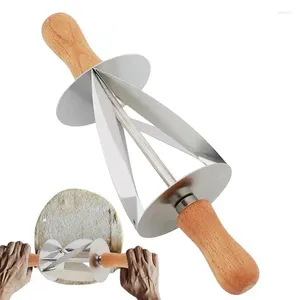 Baking Tools | Stainless Steel Pastry Dough With Wooden Handle Rolling Cutter For Making Croissant Bread Fondant Strip