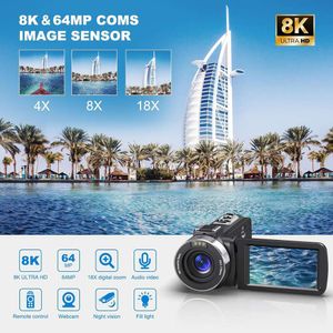 High-Quality 8K 64MP Video Camera with 18X Digital Zoom, 30-inch Flip Screen, 32GB SD Card, Remote Control, and Two Batteries for YouTube Vlogging