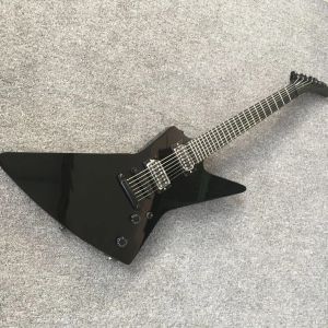 Guitar Glossy Black Hetfield 7 Strings Electric Guitar 7string Custom Guitar No Fretboard Inlays Free Shipping Guitara