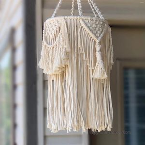 Tapestries Boho Chic Macrame Mobile Neutral Decor Tapestry Minimalist Shabby Unique Hand Woven Lampshade Home Soft Decoration