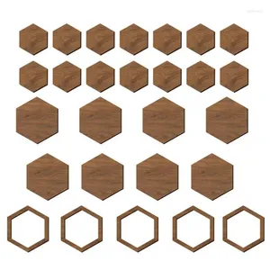 Dekorativa figurer 27st Hexagon Non Slip Wood Decorations Wall Art 3D Wallpaper Väggmålningar Diy för möbler vardagsrum