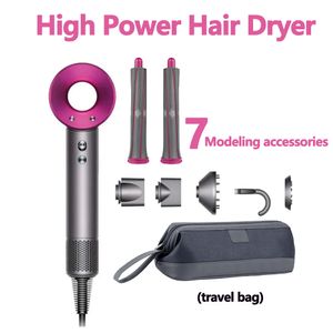 7 Nozzles Professional Salon Hair Dryer Negative Ion Hair Dryer Hot & Cold Air for Home Use Travel Bag Included