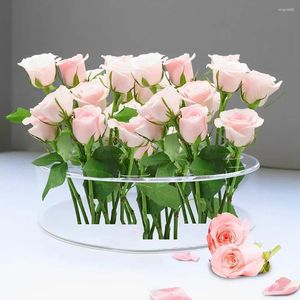 Wazony okrągły akrylowy wazon kwiatowy przezroczysty kwiatowy do centralnego punktu 16 dołków stół jadalny ślub u0a8