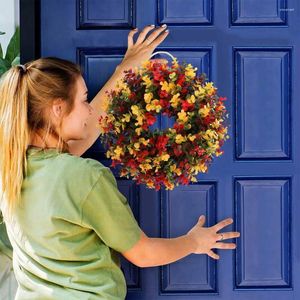 装飾的な花バルコニークリスマスリースプラスチックお祝いのお祝いの玄関の玄関の花輪のための家の家の飾り秋冬