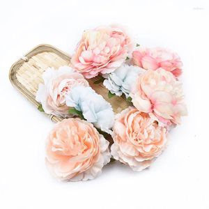 Decorative Flowers 50/100 PCS Artificial Flower Multicolor Silk Peony Wall Wreath Household Product Craft Party Home Decor