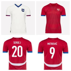 Serbia Soccer Jersey 2024 Euro Cup National Squadre SRBIJA a casa Sergej Mitrovic Shirt da calcio Kit Vlahovic Pavlovic Tadic Milenkovic Zivkovic