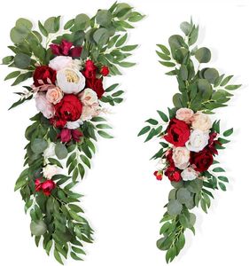 Fiori decorativi Arco di nozze artificiali Eucalipto foglie grandi rosepeonie floreali swags