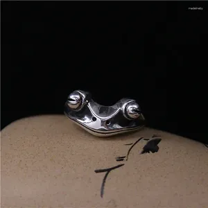 Klaster pierścionki bohemijska żaba z eleganckim designem i artystycznym stylem retro bez inkrustowanego otwierania męskiego przyjaciela prezent srebrna biżuteria