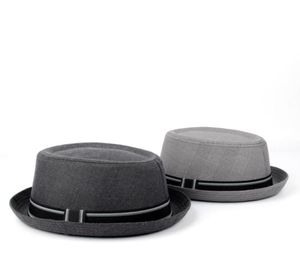 Mode män fedora hatt platt fläsk paj hatt för gentleman pappa bowler fläskpie jazz big size s m l xl1297105