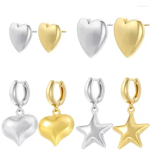 Stud Earrings ZHUKOU 18K Gold Plated Heart Shaped Star Fashion Girl Sweet Wholesale Women's Accessories: VE1303-VE1306