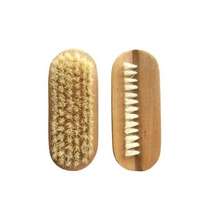 Dubbelsidig beechwood nagelborste fot död hud slipning skrubba verktyg nagelkonst tillbehör rengöring borstmanikyrtillbehör