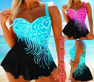 Costumi da bagno tankini stampati con stampa con piuma con costume da bagno a due pezzi costume da bagno ad alta costume da bagno più grande di dimensioni 9858157