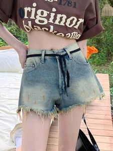 Shorts femminile Houzhou y2k strappato mini mini donne coreano streetwear high waist short jeans short femmininos sexy casual angosciato