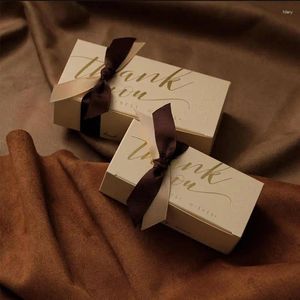 Present Wrap Wedding Candy Boxes 10 st små fördelar med bandförpackningsboxen Goodie Bags Party Treat