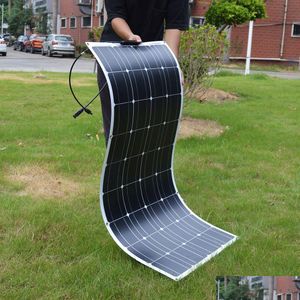 Flexible Solar Panels Dokio 18V 16V 100W 300W Waterproof Monocrystalline Panel Cam Rv Home Charge 12V Dfsp-100M Drop Delivery Renewab Dhznx