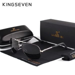 Kingseven Men Vintage Aluminium Polariserade solglasögon Klassiska varumärkes Sun Glasögonbeläggningslins Körglasögon för män/kvinnor 240411