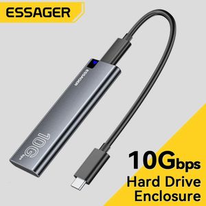 Essager M.2 SSD Case Drive Hard Drive Box portatile NVME SATA USB 3.2 Tipo C Box su disco rigido esterno 10 Gbps Respirazione di archiviazione ad alta velocità 240415