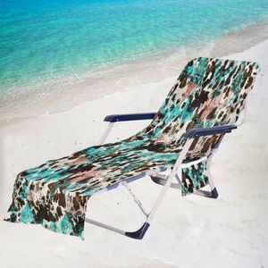 Stol täcker Flower Beach Recliner Cover Print Kudde Handduk Solbad Mjuk kuddefodral Bekväm stickande solstol