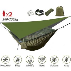 Pads Camping Hammock com Mosquito Netraiy Tecla de Tecla Treça Treça, Tenda portátil de Hammock para camping Travel Backyard