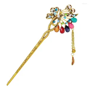 Hair Clips Vintage Rhinestone Butterfly Hairpin Crystal Stick For Women Fashion Jewelry Accessories