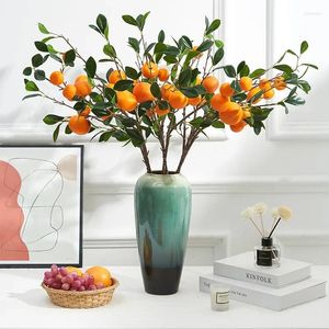 Decorative Flowers 7 Imitation Orange Ornaments Foam Fruit Furniture With Leaves Branch False