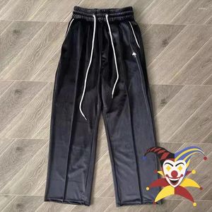 Calça masculina camurça camurça bordada vertabrae sortpants homens homens jogador suor tery calça