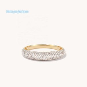 14/18K Vermeil oro oro Vermeil 925 Sterling Silver Pave Diamond CZ Moissanite Engagement Wedding Dome Fashion Gioielli Ring per donne