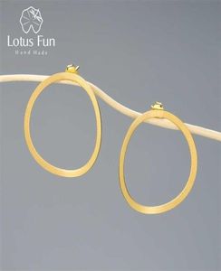 Lotus Fun 18K Gold Minimalism Big Round Circle Dingle Earrings for Women 925 Sterling Silver Statement Smycken Trend 2110133653496