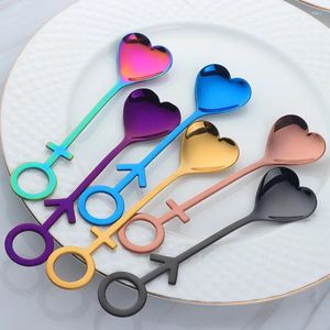 Coffee Scoops Creative Heart Design Spoons colheres de aço inoxidável colher de chá de jantar de casamento lembranças do dia dos namorados para casal