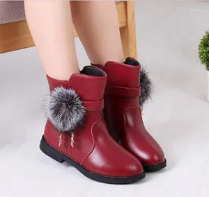 Boots Girl Princess Snow Girl's in Autumn Winter Han Edition Lägg till ull bomullsbarnskor