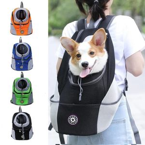 Portable Dog Carry Pack Travel Bortable Pet Dog Bag som utför dubbel axelhund backpacking bärare med chihuahua valp 240412