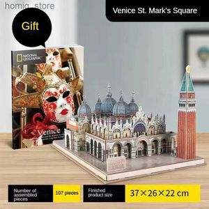 3D -pussel Maxrenard 3D Stereo Puzzle Paper DIY Assemble Model Venice St.marks Square Toys for Kids Adult Festival Gift Home Decoration Y240415