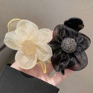 Suower Headwear Bow Small Fragrant Wind Camellia Clip Hair Accessories Back Head Spoon Women's Mesh