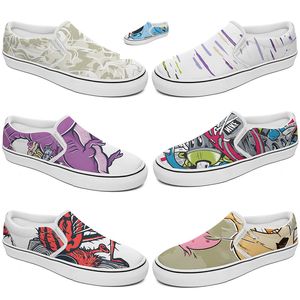 Customized Slip On Casual Shoes Men Women Classic Canvas Sneaker Black White Pink Brown Multi-Color Purple Mens Trainers Outdoor Shoe GAI