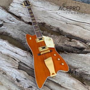 Pegs in stock personalizzato Billybo Jupiter Orange Electric Guitar Cow Cactus Western Motiff Tretboard Inlays Hardware Gold Hardware Tailpiece