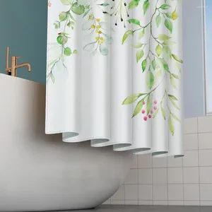 Cortinas de chuveiro cortina de partição durável padrão de vegetação impermeável de textura macia abastecimento de banheiro lavável