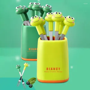 Forks Edelstahl Frosch Cocktail Picks wiederverwendbares Bento Box Dekor Zahnstocher Muterm Cartoon Küche Partyzubehör Tool