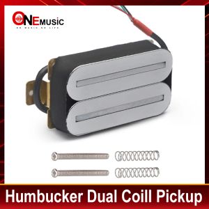 Cables Silver (Chrome Plated) Dual Steel Pole Humbucker Dual Coill Dual Rail Guitar Pickup With 57mm Steel Pole Chrome