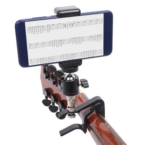 Gitarre 1x Multifunktion Gitarrenkopf Capo Clip Mic Stand Telefonhalter Kopfstockhalsklemme für Folk Klassische E -Gitarre Bass