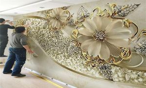 Интерьер классическая настенная бумага роскошная золотая 3D -стерео европейская ювелирная ювелира