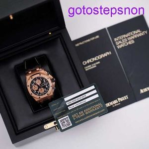Designer AP Orologio da polso Epic Royal Oak Offshore 26470or Black Faced Mens orologio da uomo 18k Rose Gold Cronografo Swiss Mechanical Swiss Watch Set con Diamete