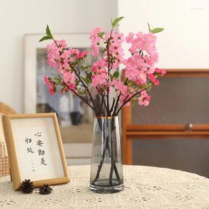 Decorative Flowers Simulated Single Branch Cherry Blossom DIY Indoor Home Living Room Wedding Balcony Flower Vine Decoration Articles