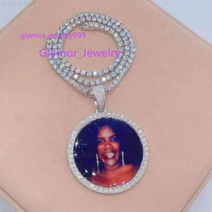 Sterling Sier Iced Out Hip Hop Moissanite Diamond Picture Frame Memory Pendant